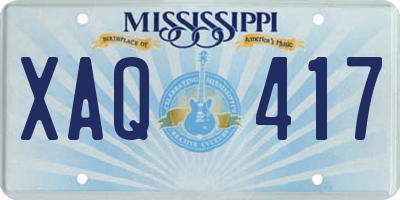 MS license plate XAQ417