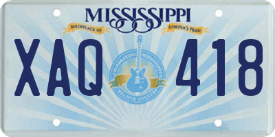 MS license plate XAQ418