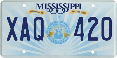 MS license plate XAQ420