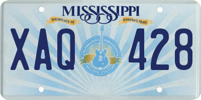 MS license plate XAQ428