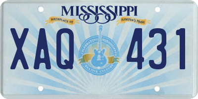 MS license plate XAQ431