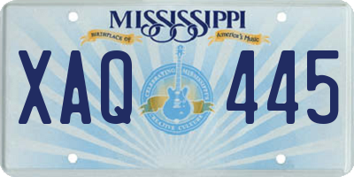 MS license plate XAQ445