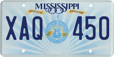 MS license plate XAQ450