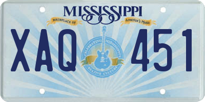 MS license plate XAQ451