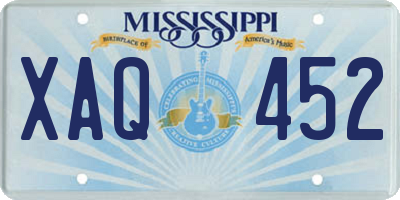 MS license plate XAQ452