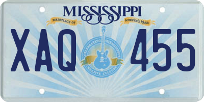 MS license plate XAQ455