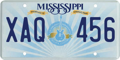 MS license plate XAQ456