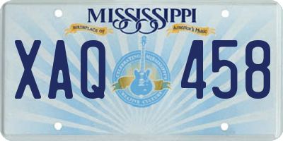 MS license plate XAQ458