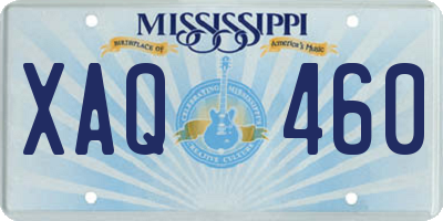 MS license plate XAQ460