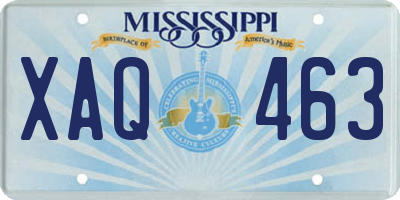 MS license plate XAQ463