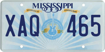 MS license plate XAQ465