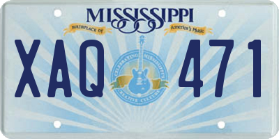 MS license plate XAQ471