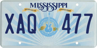 MS license plate XAQ477