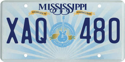 MS license plate XAQ480