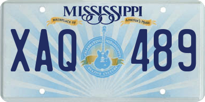 MS license plate XAQ489