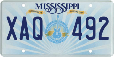 MS license plate XAQ492