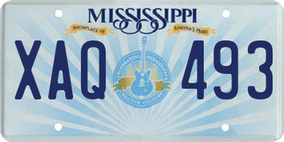 MS license plate XAQ493