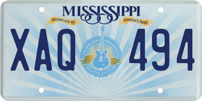 MS license plate XAQ494