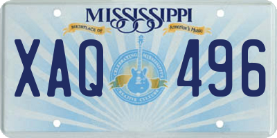 MS license plate XAQ496