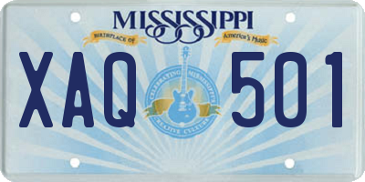 MS license plate XAQ501