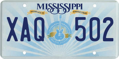 MS license plate XAQ502
