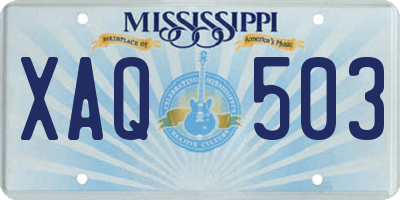 MS license plate XAQ503