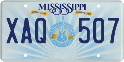 MS license plate XAQ507