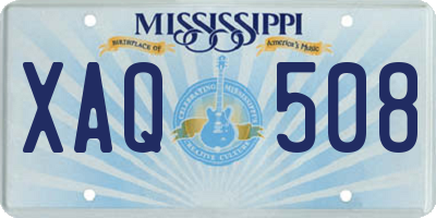MS license plate XAQ508