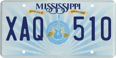 MS license plate XAQ510