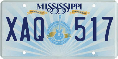 MS license plate XAQ517