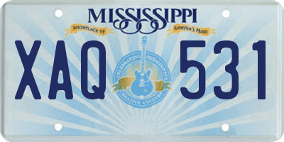 MS license plate XAQ531