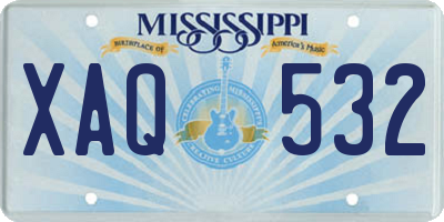 MS license plate XAQ532