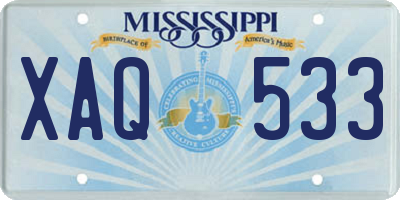 MS license plate XAQ533