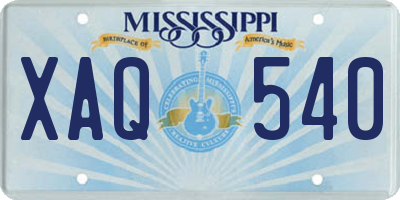 MS license plate XAQ540