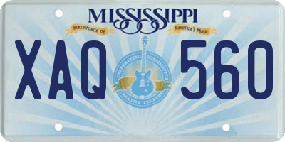 MS license plate XAQ560