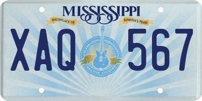 MS license plate XAQ567