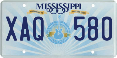 MS license plate XAQ580