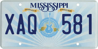 MS license plate XAQ581