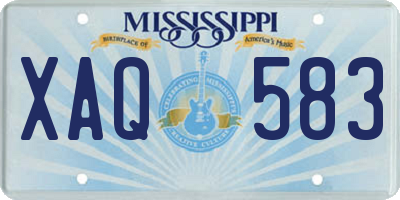 MS license plate XAQ583