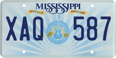 MS license plate XAQ587