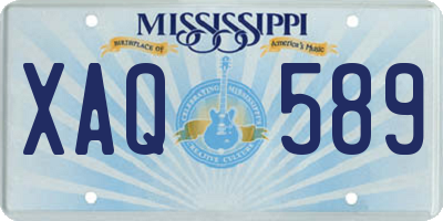 MS license plate XAQ589