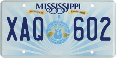 MS license plate XAQ602