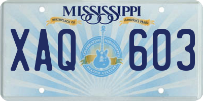 MS license plate XAQ603