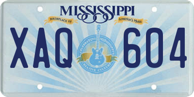 MS license plate XAQ604