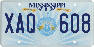 MS license plate XAQ608