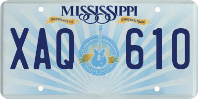 MS license plate XAQ610