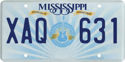 MS license plate XAQ631