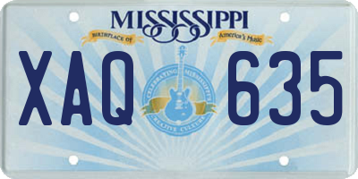 MS license plate XAQ635