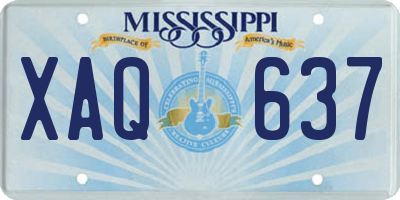 MS license plate XAQ637