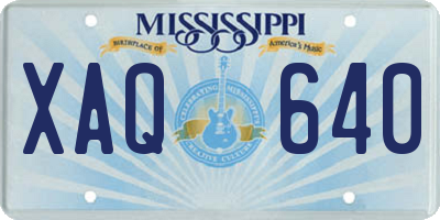 MS license plate XAQ640